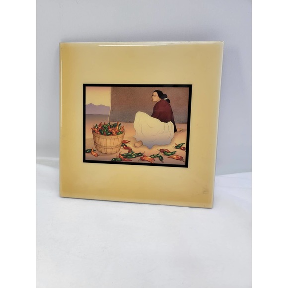 Vintage R.C. Gorman Chile Picker Tile 7 3/4" Square - Picture 2 of 4